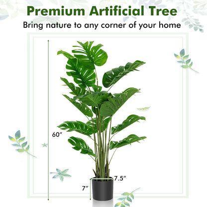 Juego de 2 Árboles Artificiales de Monstera de 1,5 Metros