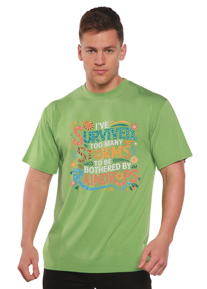 Unisex bamboo/cotton graphic T-shirt lime green with colorful storm print by Spun Bamboo on Tampa Home & Garden Store