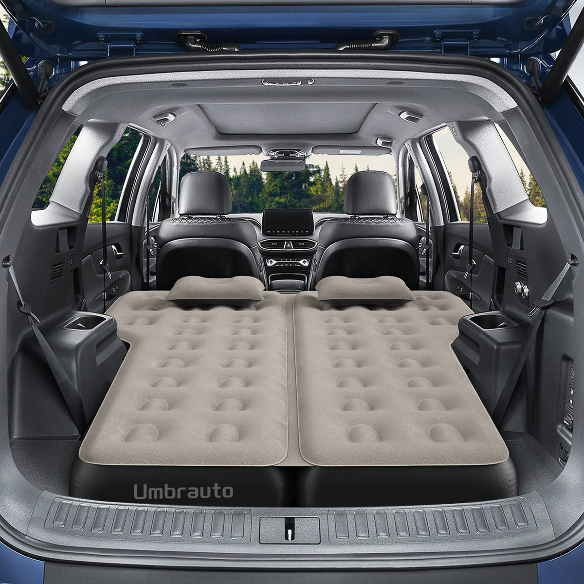 Umbrauto Thickened SUV Back Trunk Air Mattress 3.0, khaki grey laid across SUV cargo area on Tampa Home & Garden Store