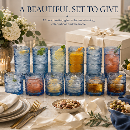 Textured Hobnail Lowball and Highball Set of 12
