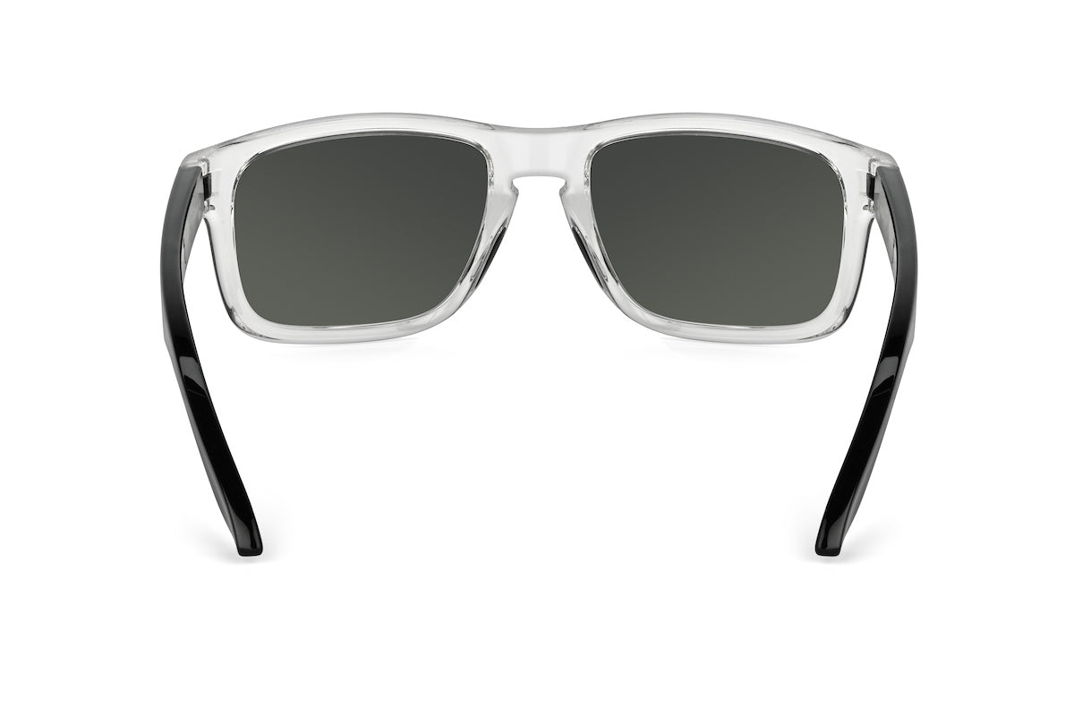 Decoy Polar Edition sunglasses by Skeleton Optics; clear frame, black temples, gray lenses on Tampa Home & Garden Store