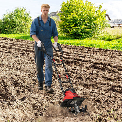 10 Amp Powerful Corded Electric Tiller Cultivator with Safety Lock