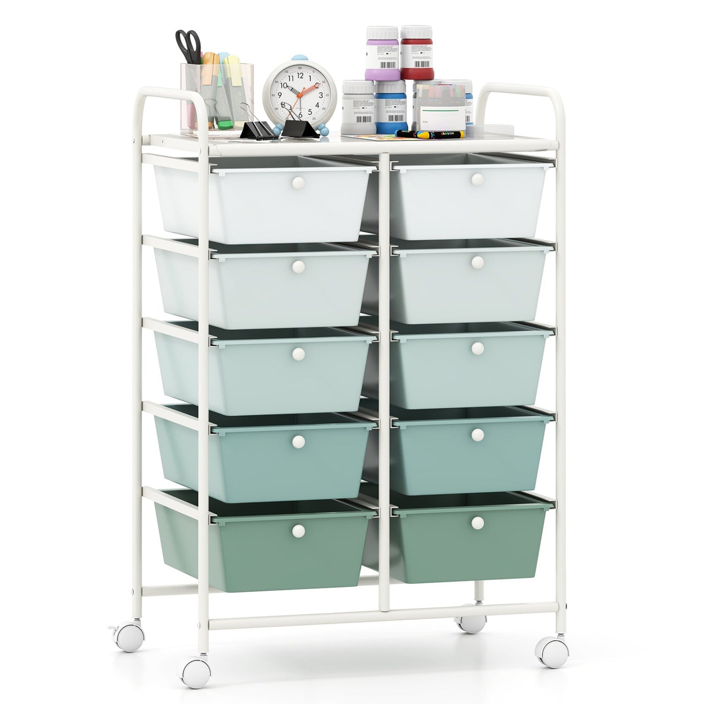 10-Drawer Rolling Storage Cart-Black