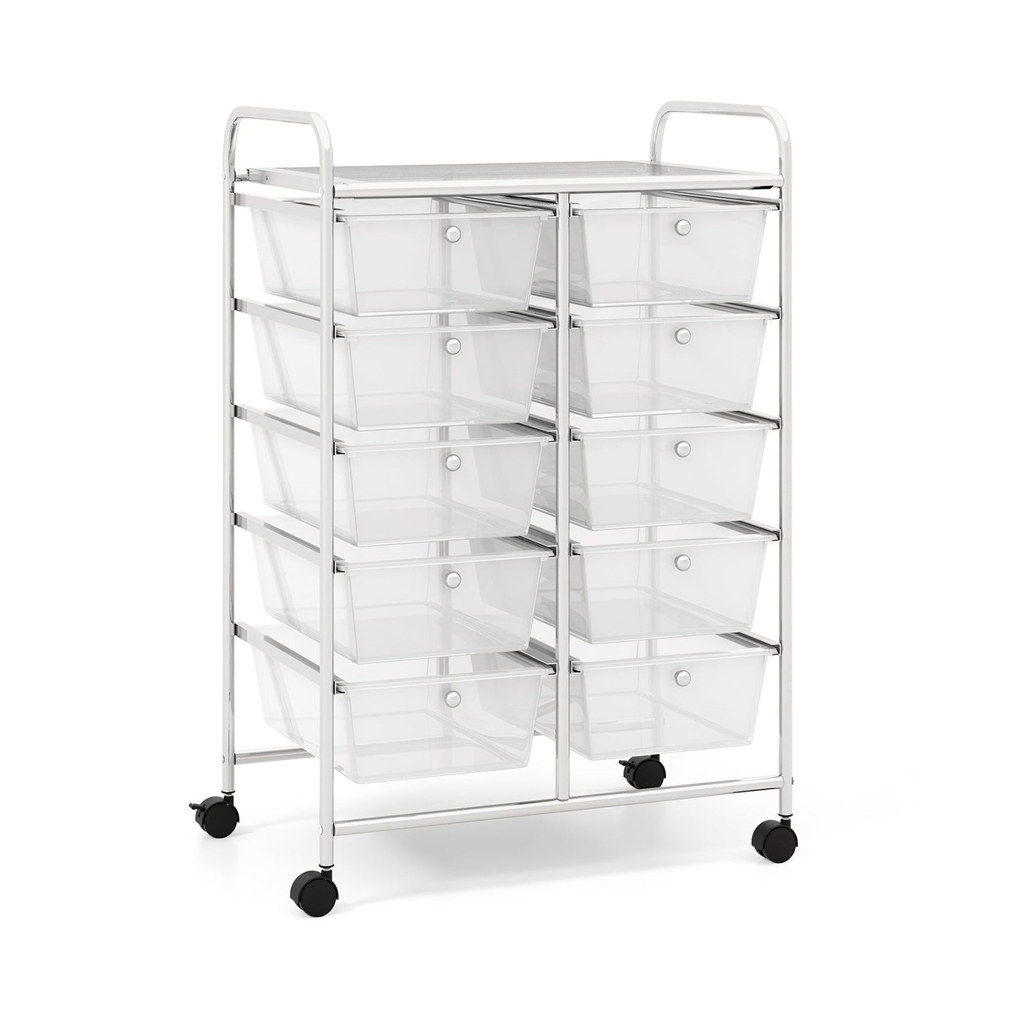 10-Drawer Rolling Storage Cart-Black
