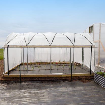10' Essential High Tunnel Kit greenhouse with white fabric cover and roll-up sides on Tampa Home & Garden Store