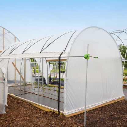 Bootstrap Farmer 10' Essential High Tunnel Kit greenhouse with white poly cover and arches on Tampa Home & Garden Store
