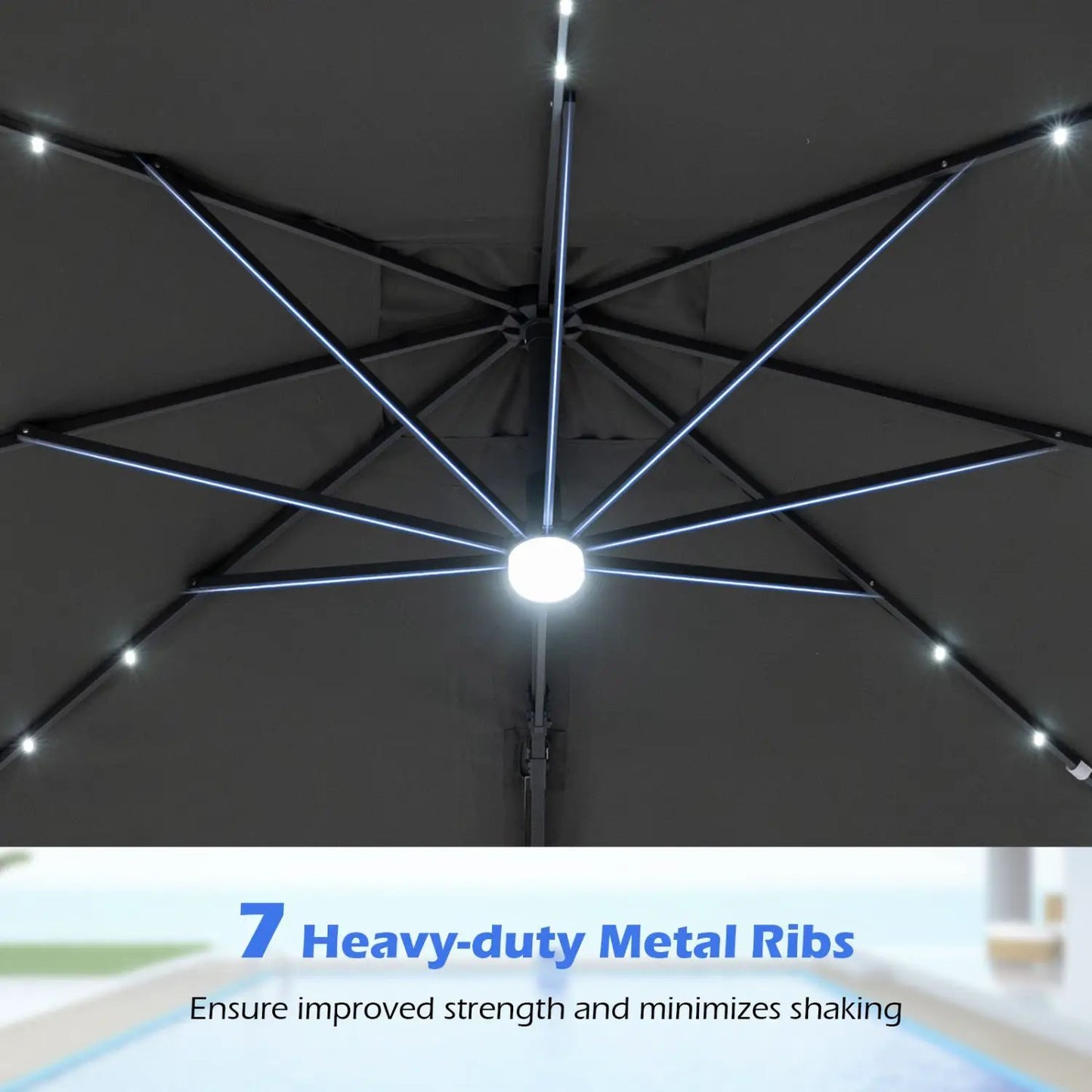 Cantilever Patio Umbrella Solar LED Lights