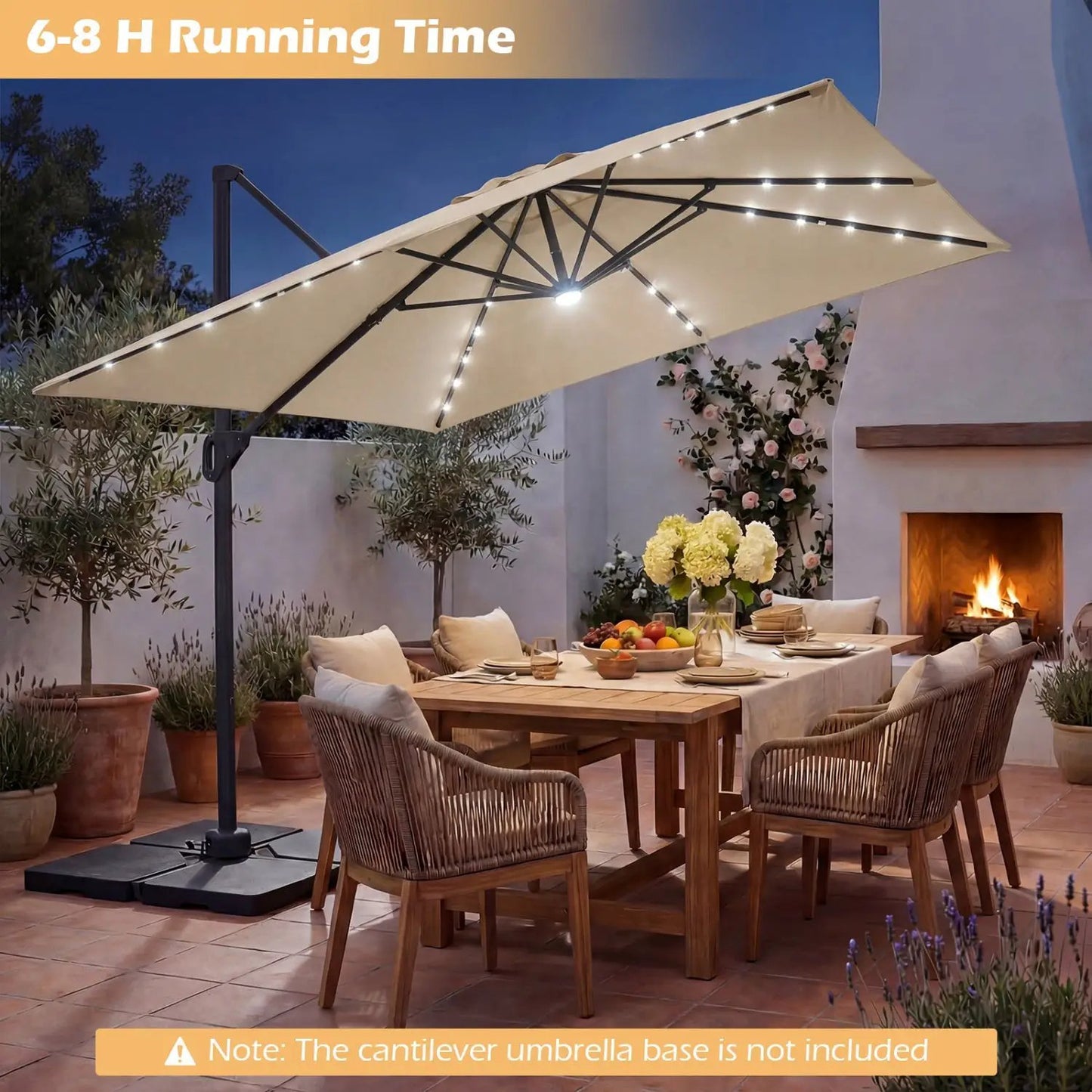 Cantilever Patio Umbrella Solar LED Lights