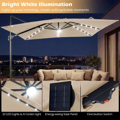 Cantilever Patio Umbrella Solar LED Lights