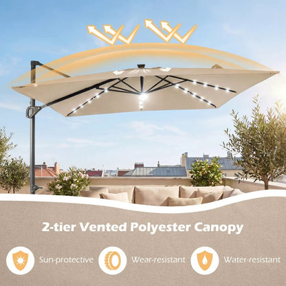 Cantilever Patio Umbrella Solar LED Lights