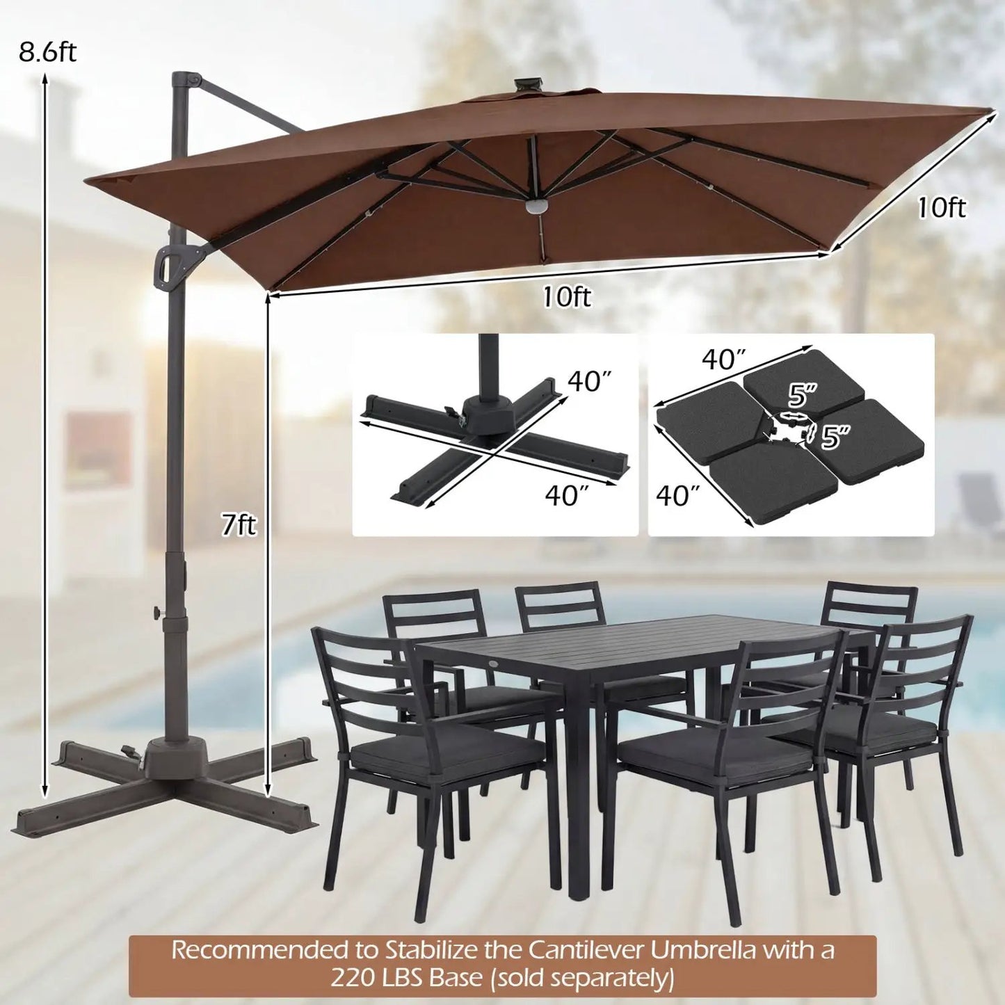 Cantilever Patio Umbrella Solar LED Lights