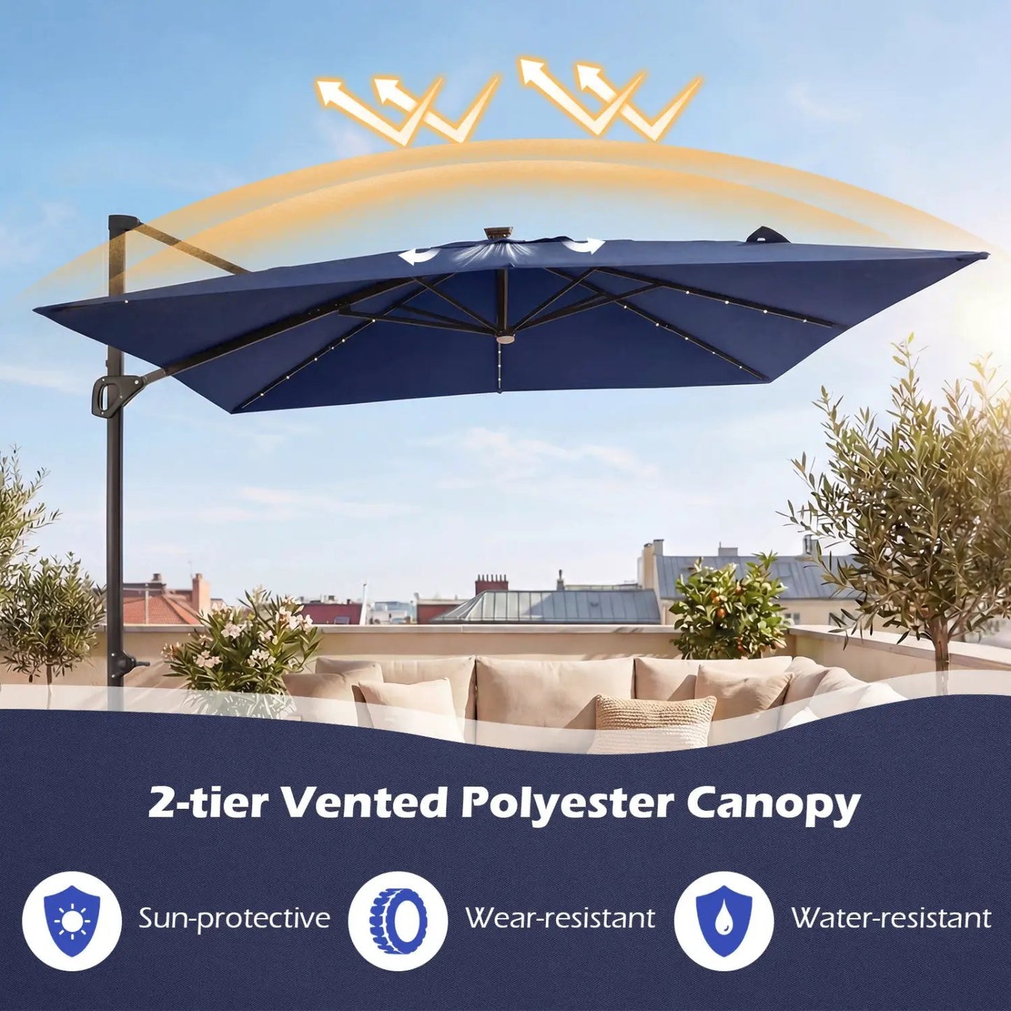 Cantilever Patio Umbrella Solar LED Lights
