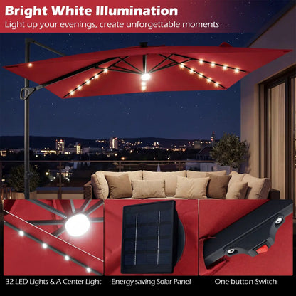 Cantilever Patio Umbrella Solar LED Lights