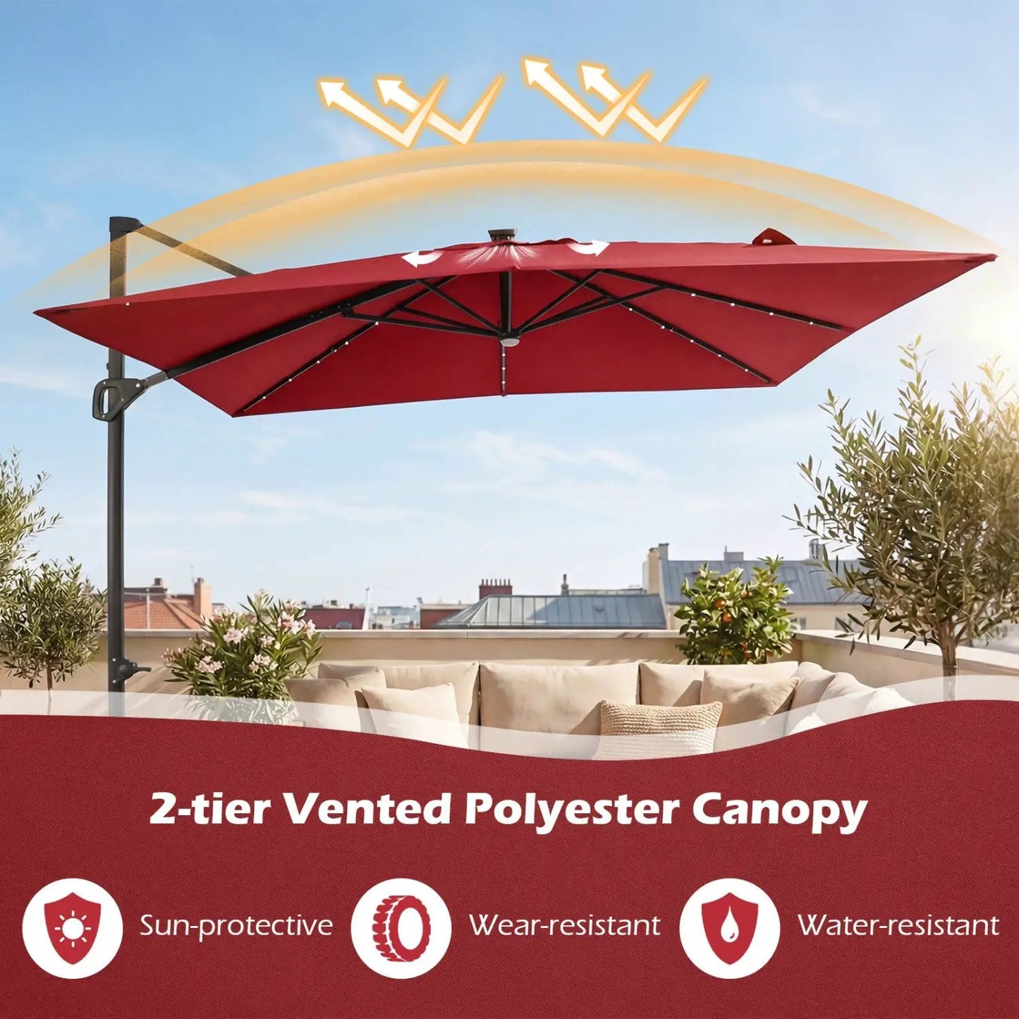 Cantilever Patio Umbrella Solar LED Lights