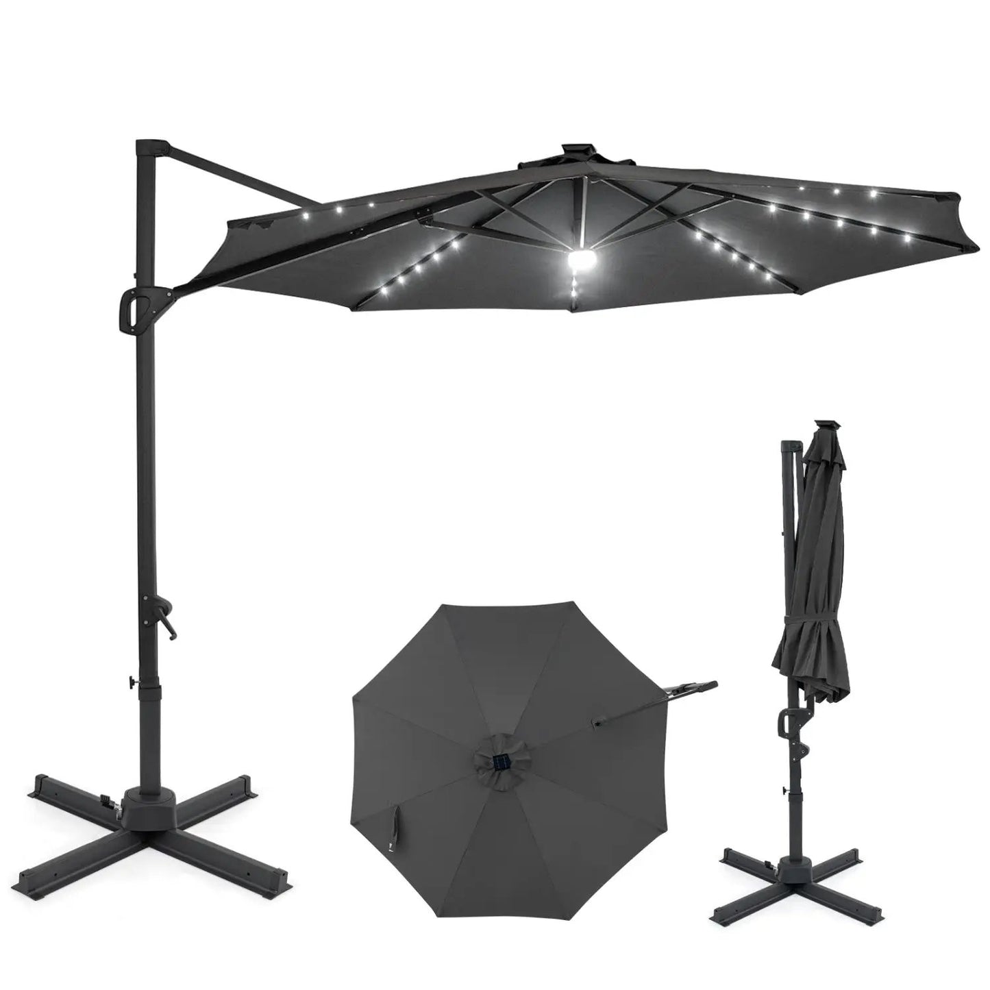 Cantilever Patio Umbrella with Solar LED Lights