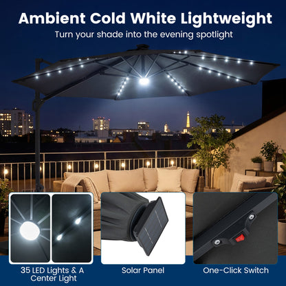 Cantilever Patio Umbrella with Solar LED Lights