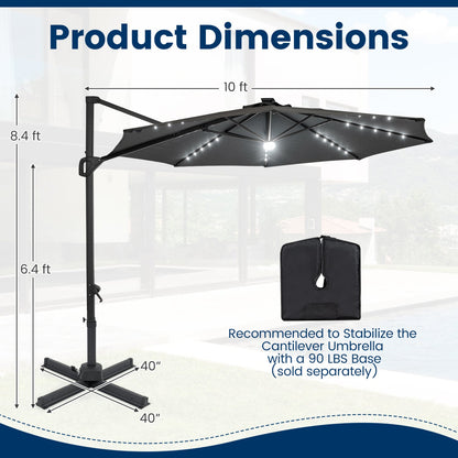 Cantilever Patio Umbrella with Solar LED Lights