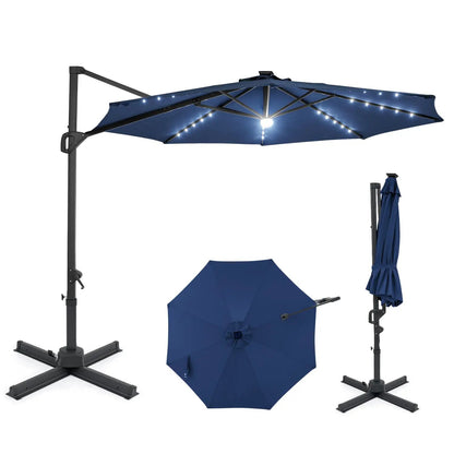 Cantilever Patio Umbrella with Solar LED Lights