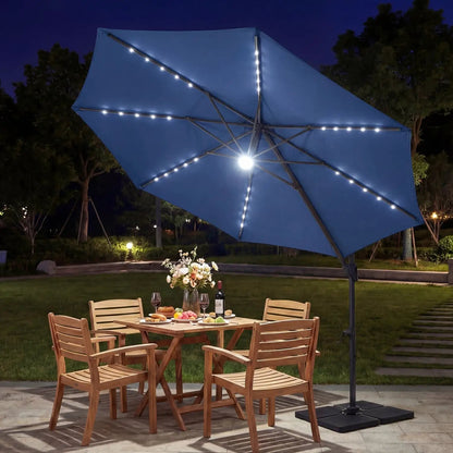 Cantilever Patio Umbrella with Solar LED Lights