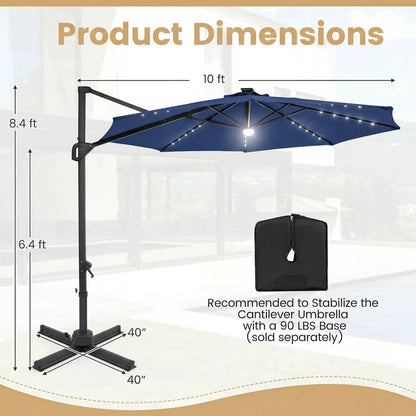 Cantilever Patio Umbrella with Solar LED Lights