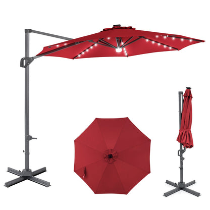 Cantilever Patio Umbrella with Solar LED Lights