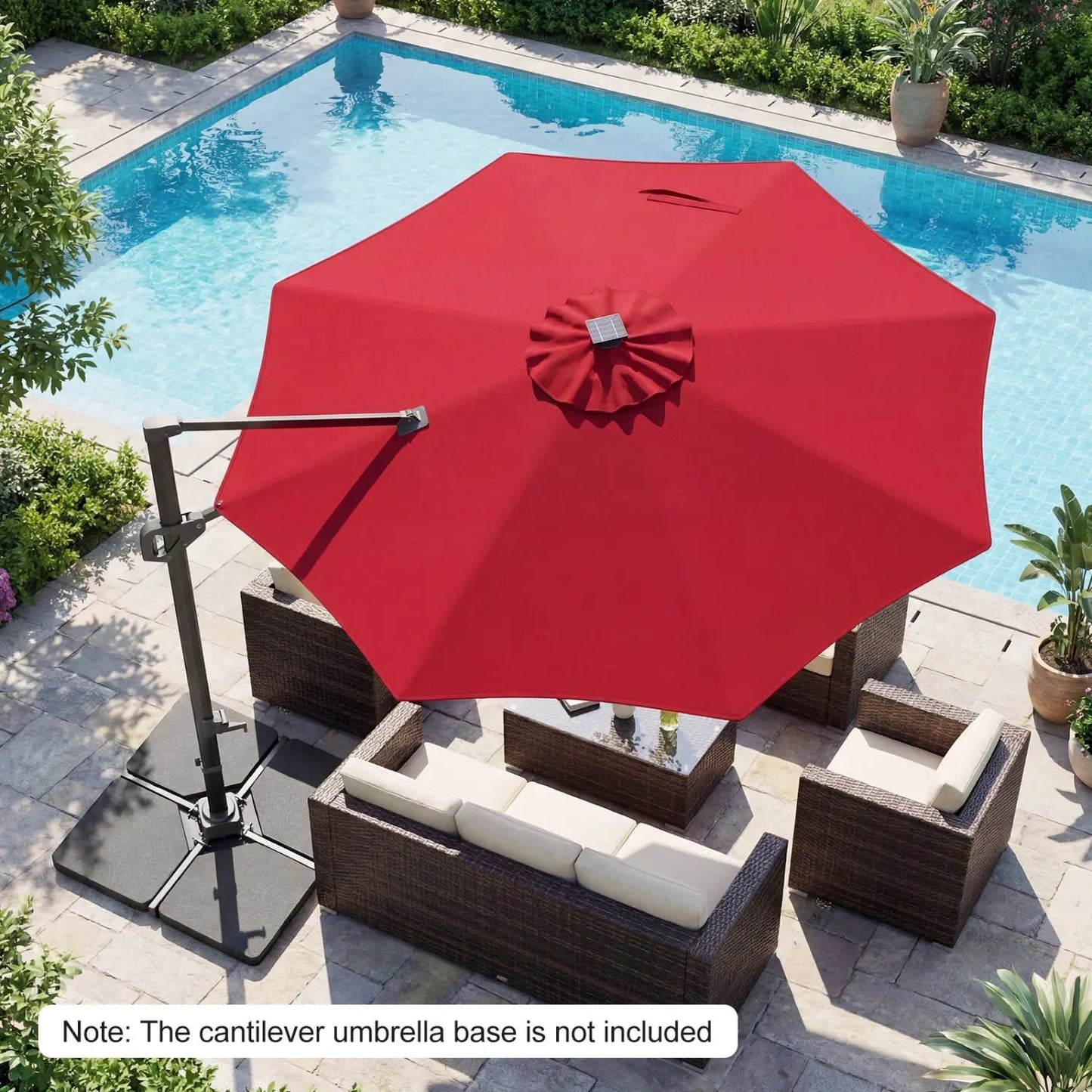 Cantilever Patio Umbrella with Solar LED Lights