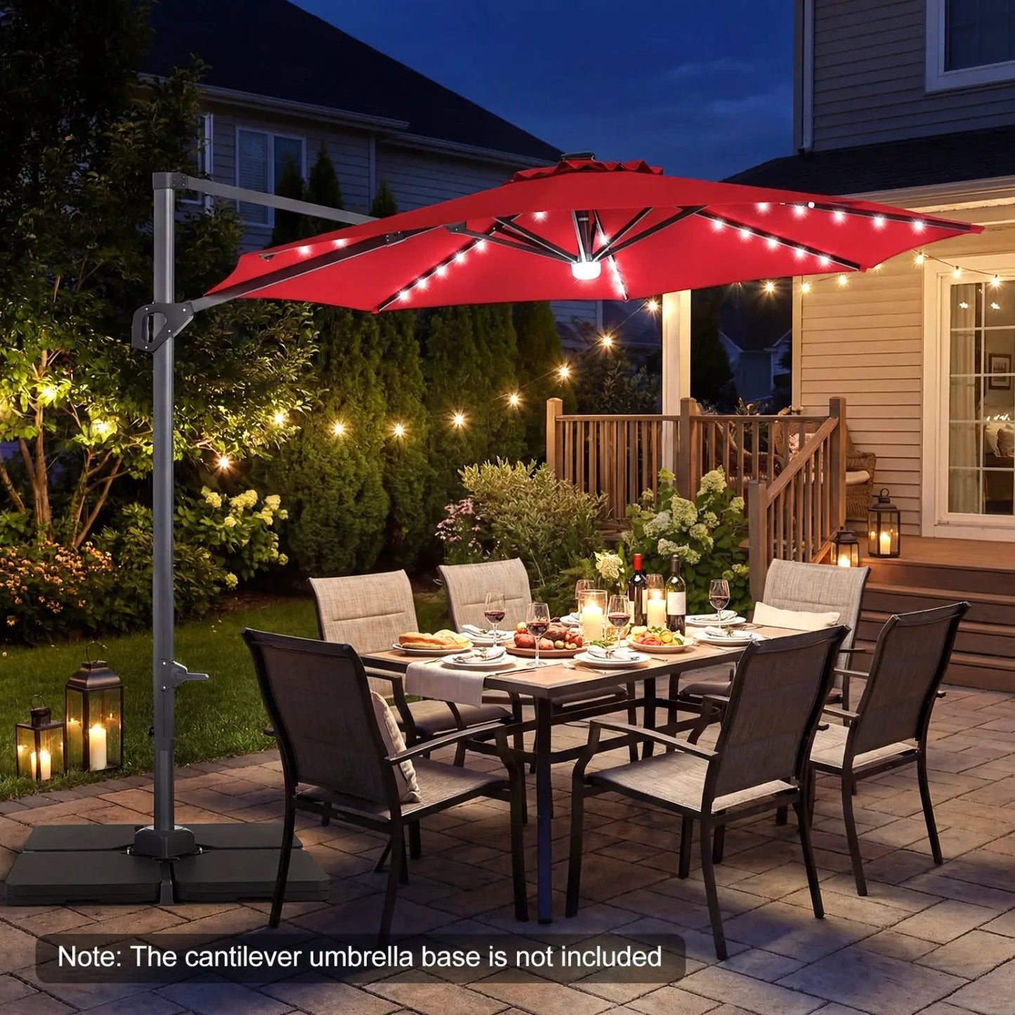 Cantilever Patio Umbrella with Solar LED Lights