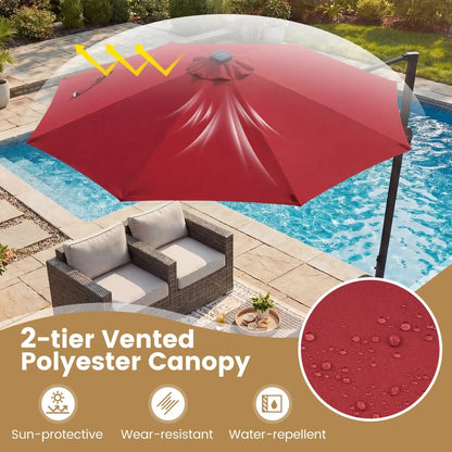 Cantilever Patio Umbrella with Solar LED Lights