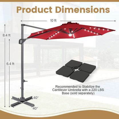 Cantilever Patio Umbrella with Solar LED Lights