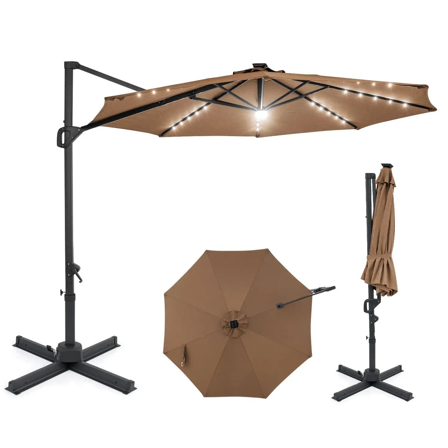Cantilever Patio Umbrella with Solar LED Lights