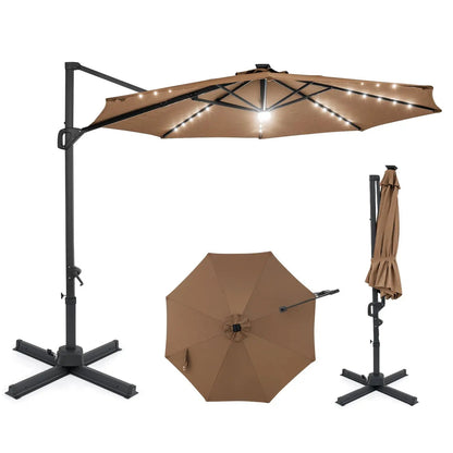 Cantilever Patio Umbrella with Solar LED Lights