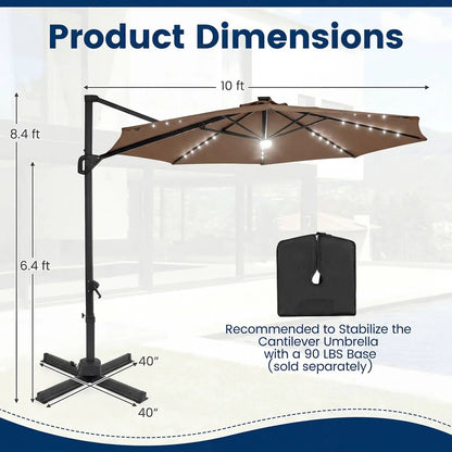 Cantilever Patio Umbrella with Solar LED Lights