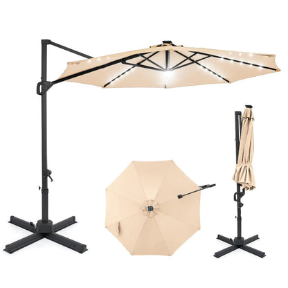 Cantilever Patio Umbrella with Solar LED Lights