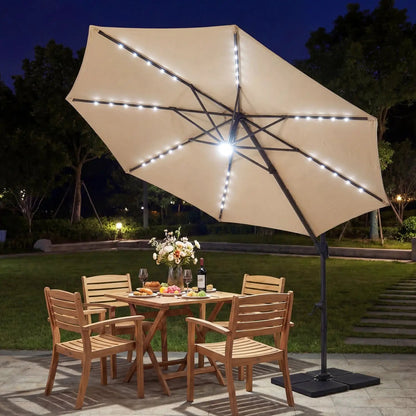 Cantilever Patio Umbrella with Solar LED Lights