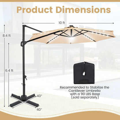 Cantilever Patio Umbrella with Solar LED Lights