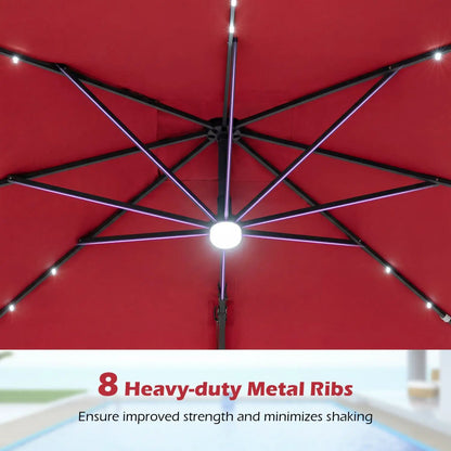 Cantilever Patio Umbrella Solar LED Lights Base