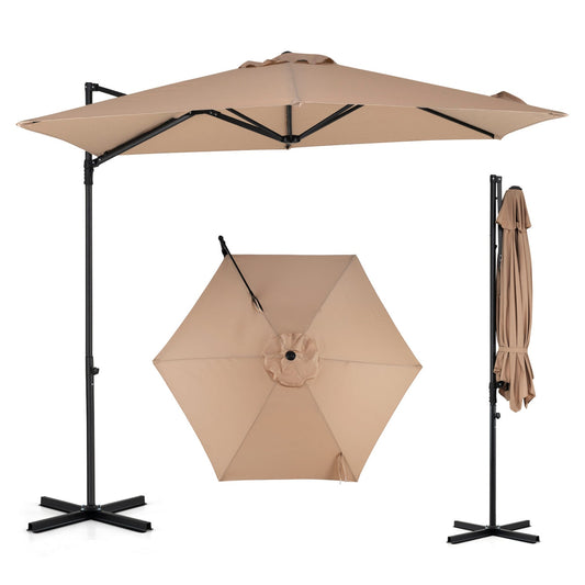 DirectDeals 10 ft cantilever patio umbrella with 360° rotation in tan beige on Tampa Home & Garden Store