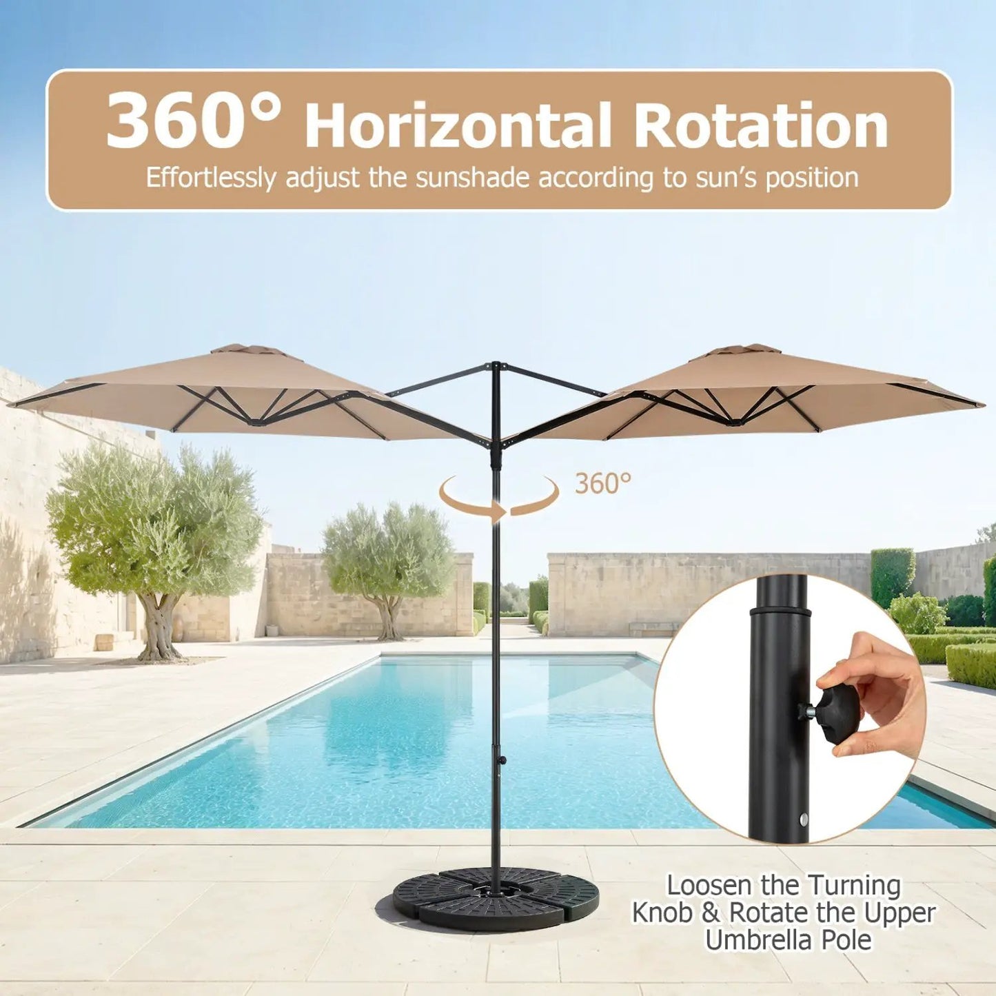 Cantilever Patio Umbrella 10 ft 360 Rotation