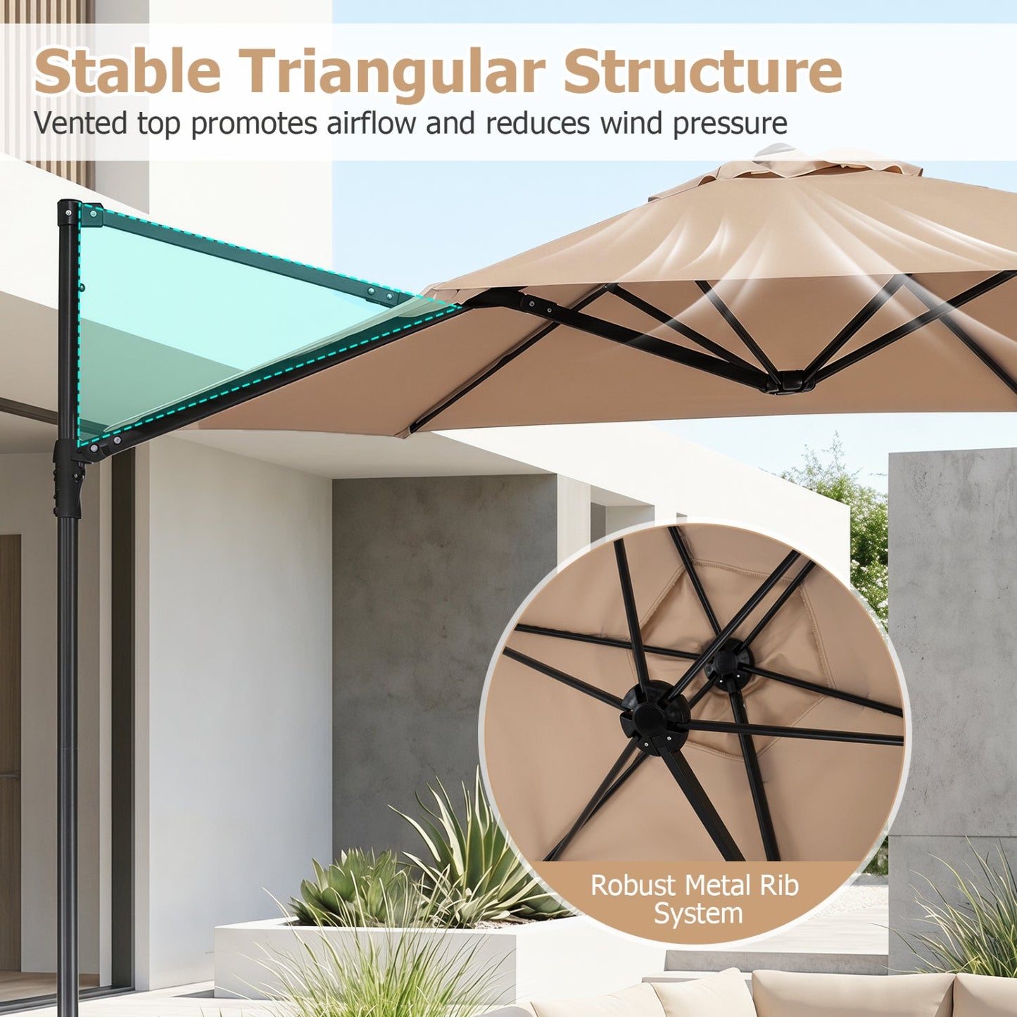 Cantilever Patio Umbrella 10 ft 360 Rotation