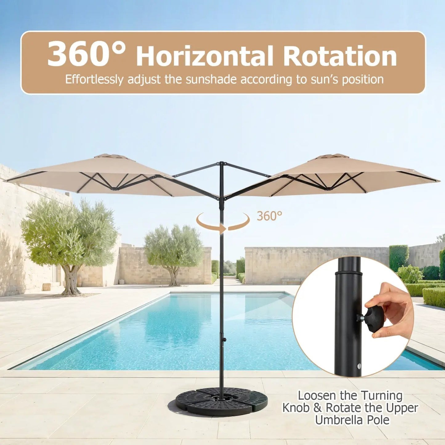 Cantilever Patio Umbrella 10 ft 360 Rotation
