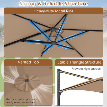 10 ft Patio Cantilever Umbrella 360 Rotation
