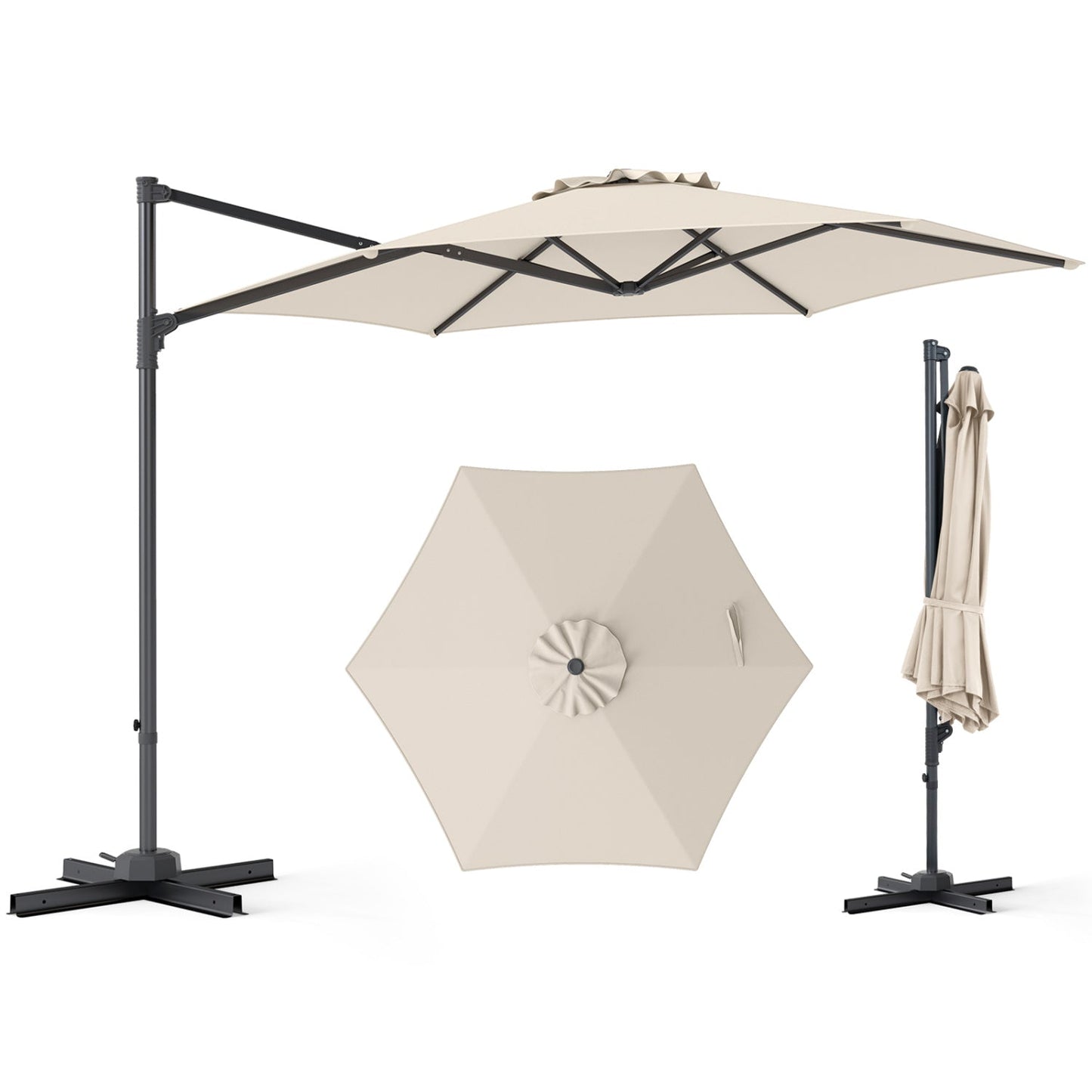 10 ft Patio Cantilever Umbrella 360 Rotation
