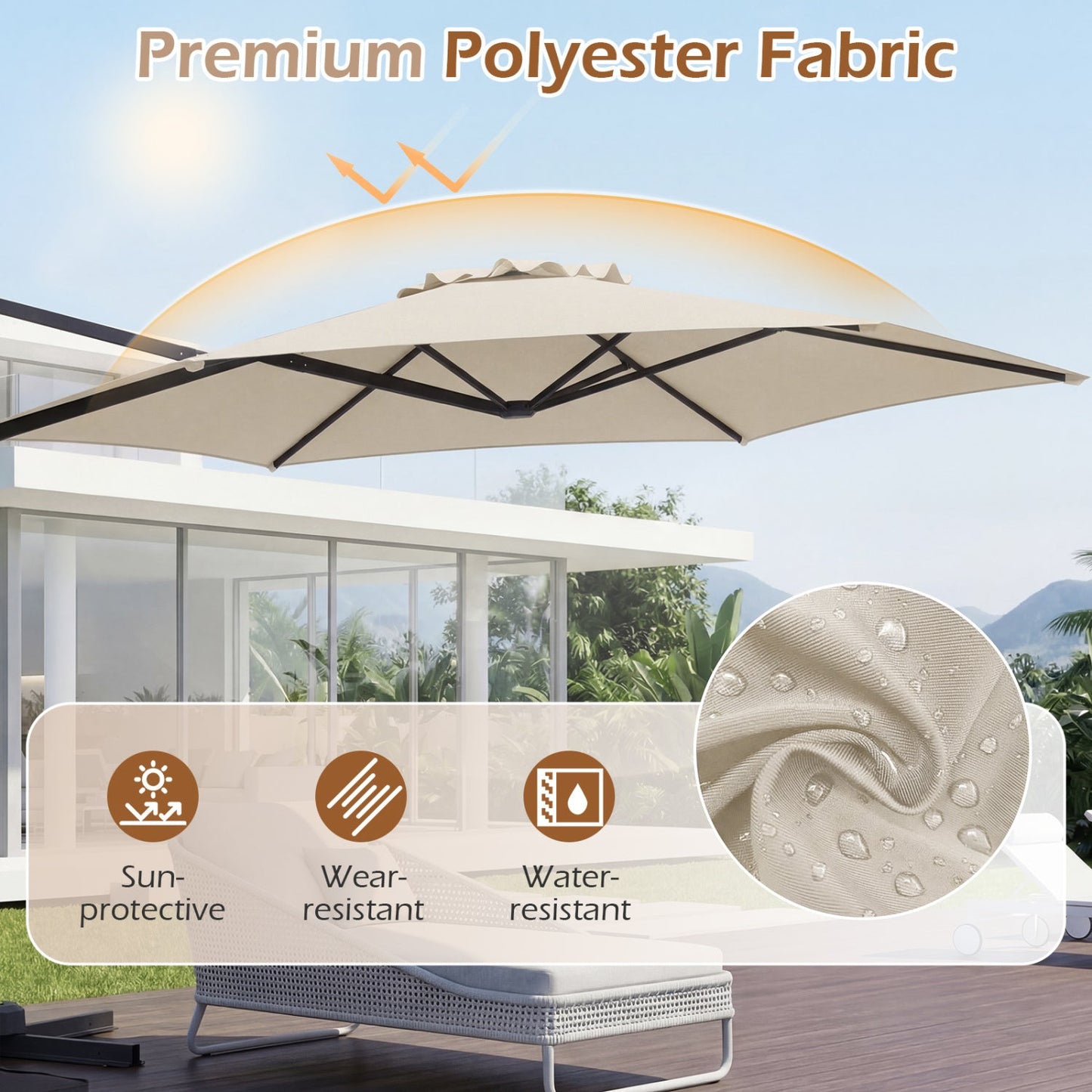 10 ft Patio Cantilever Umbrella 360 Rotation