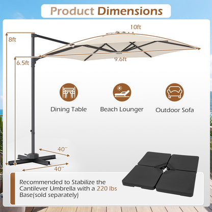 10 ft Patio Cantilever Umbrella 360 Rotation