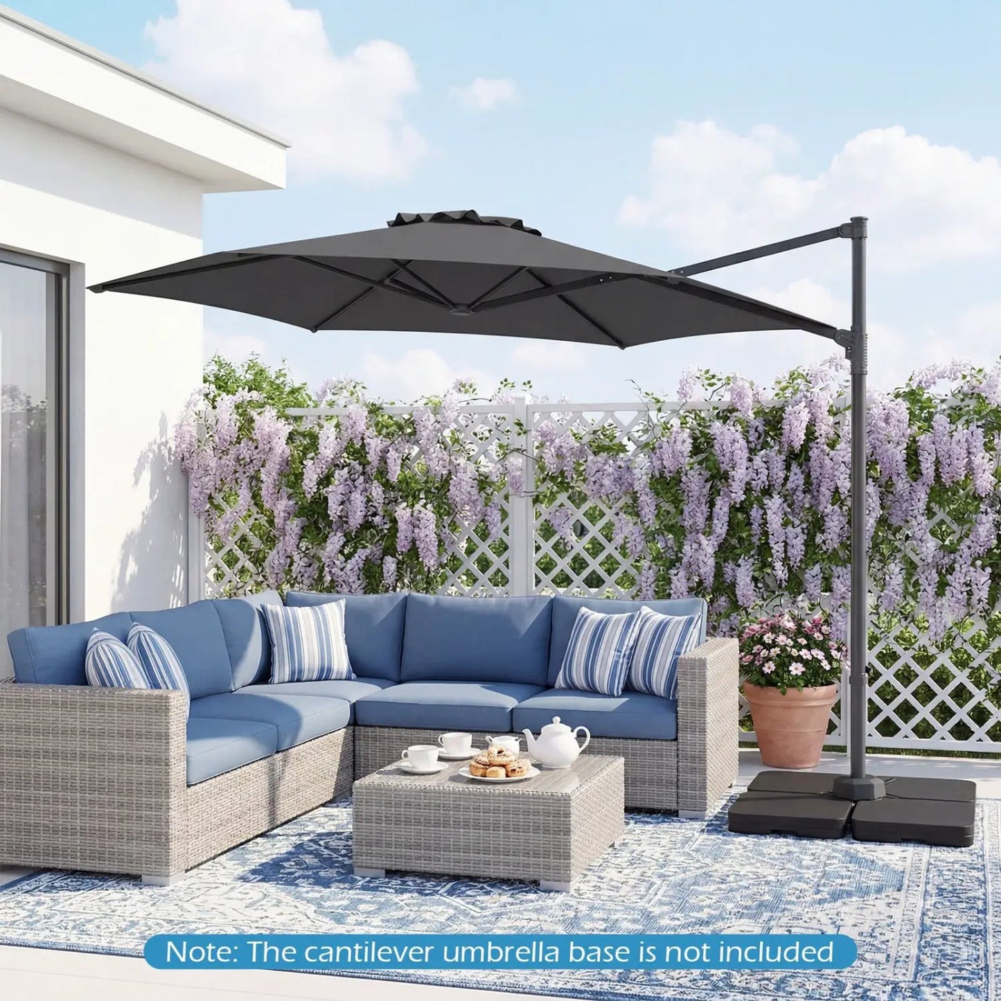 10 ft Patio Cantilever Umbrella 360 Rotation