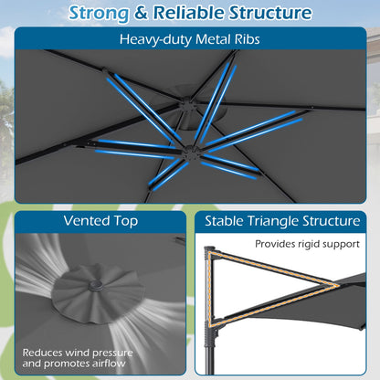 10 ft Patio Cantilever Umbrella 360 Rotation