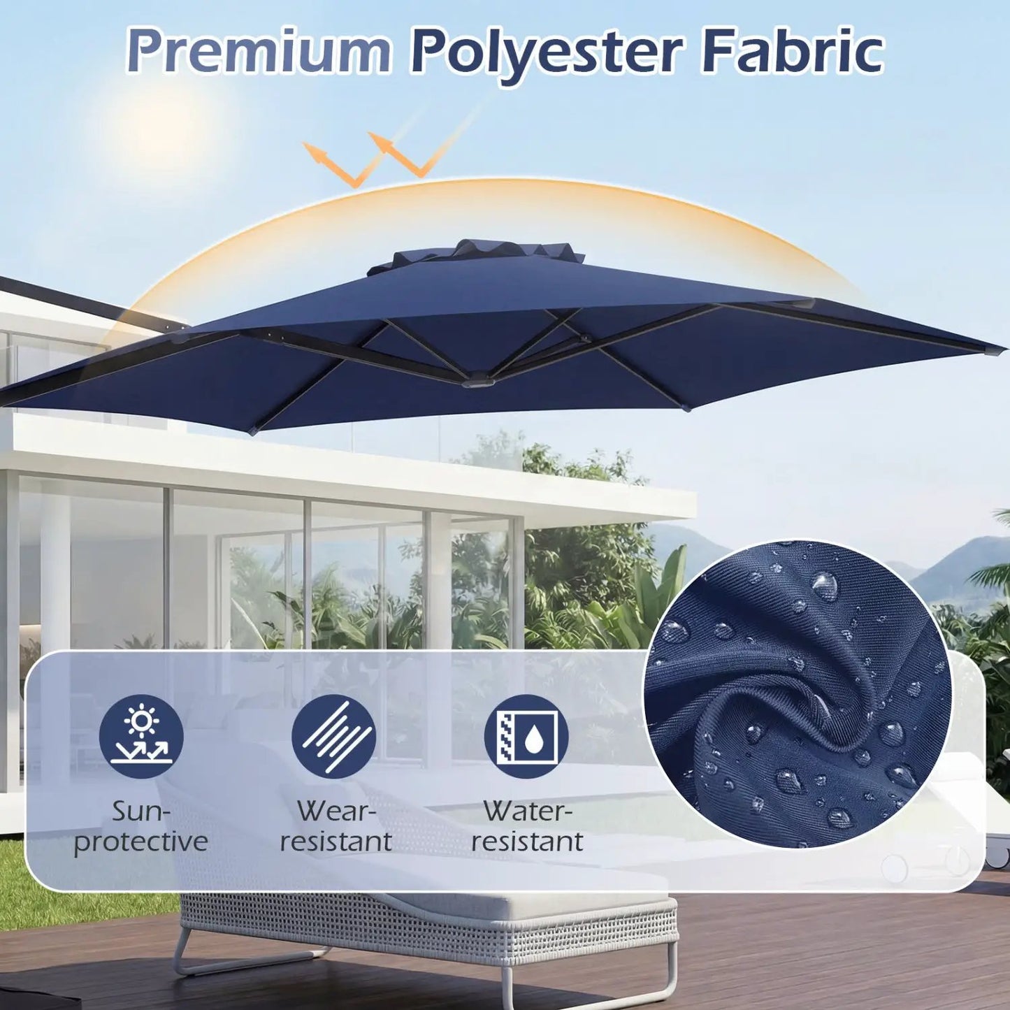 10 ft Patio Cantilever Umbrella 360 Rotation
