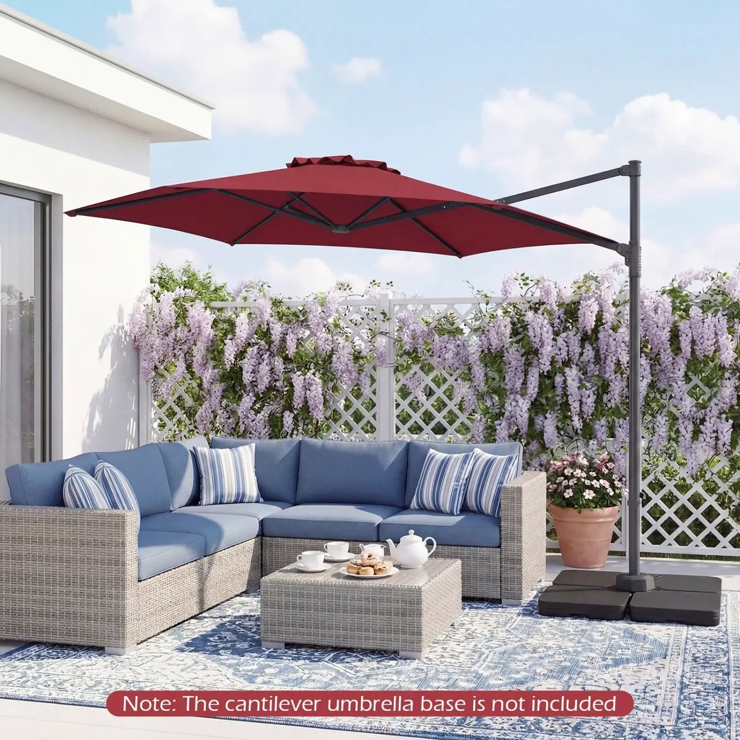 10 ft Patio Cantilever Umbrella 360 Rotation