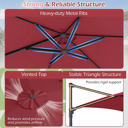 10 ft Patio Cantilever Umbrella 360 Rotation