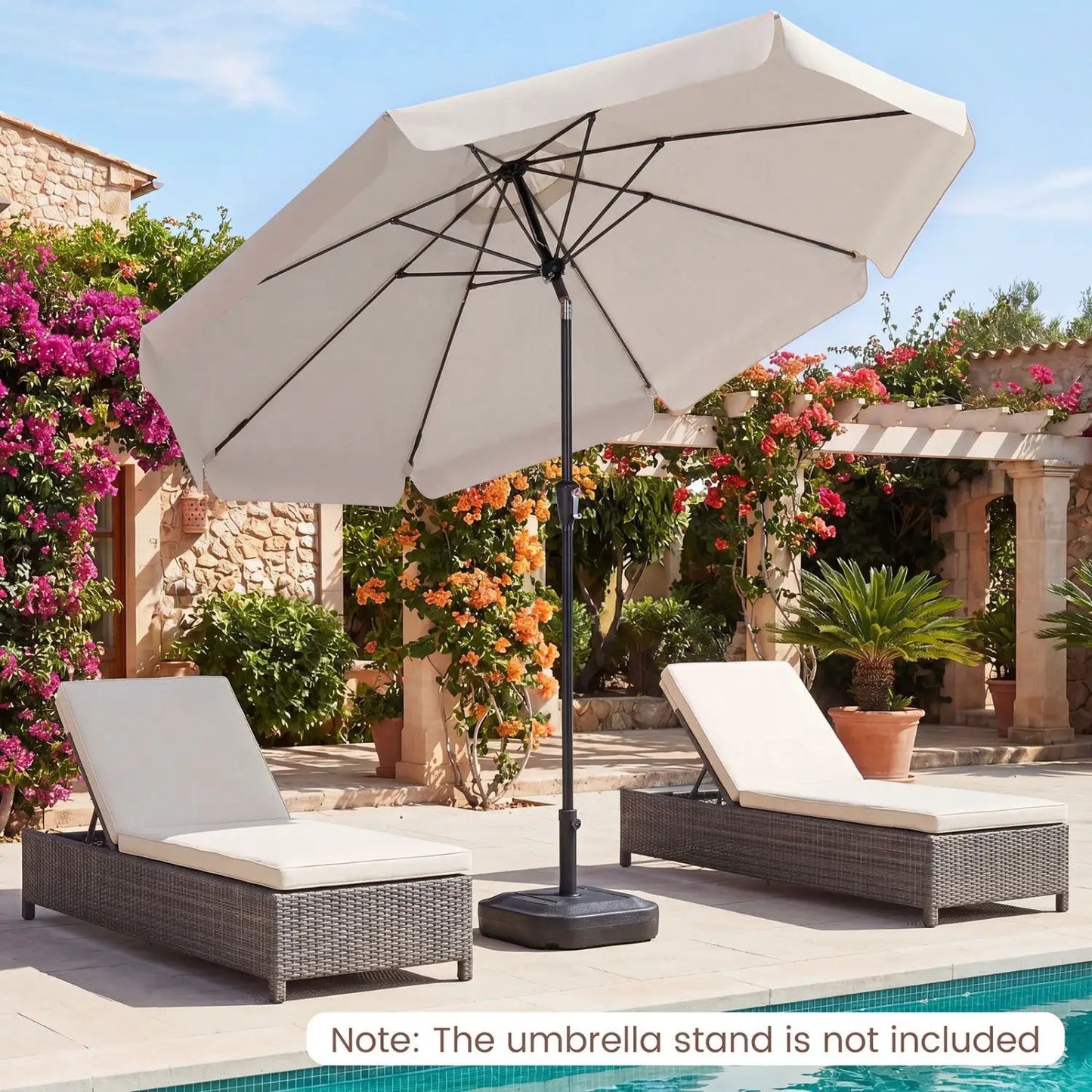 10 Ft Scalloped Patio Umbrella Push Button Tilt